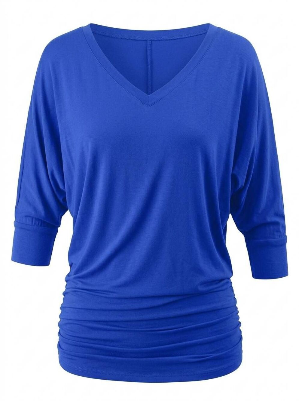 🔸️NWOT Blue Rayon Blend Vneck Dolman Sleeve Top Medium